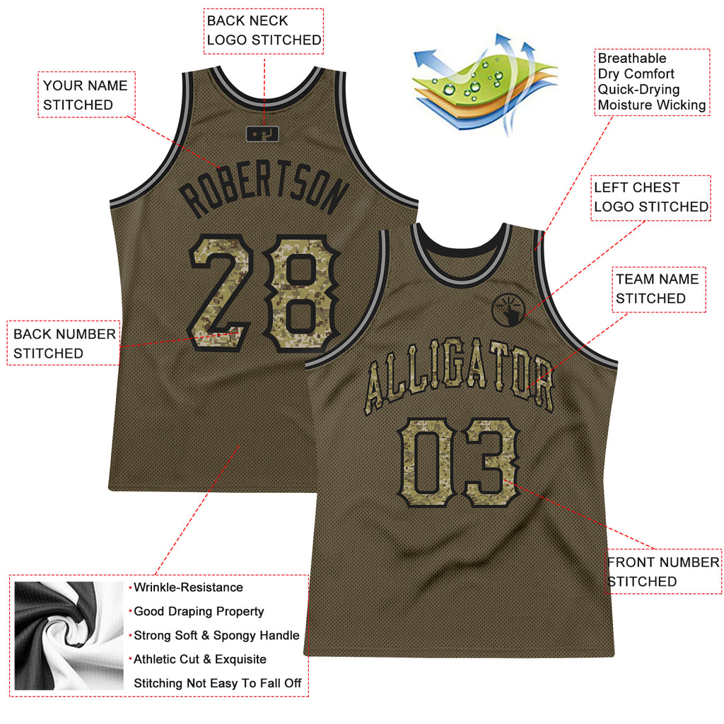 FIITG Custom Basketball Jersey Camo Old Gold-Black Authentic Salute to Service