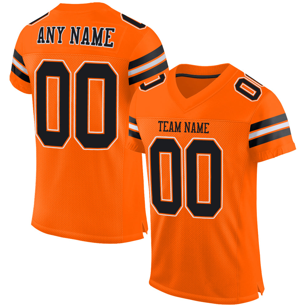 Custom Black Orange-White Mesh Authentic Football Jersey – Fiitg