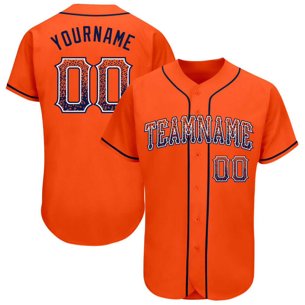 Custom Orange Navy-White Authentic Drift Fashion Baseball Jersey