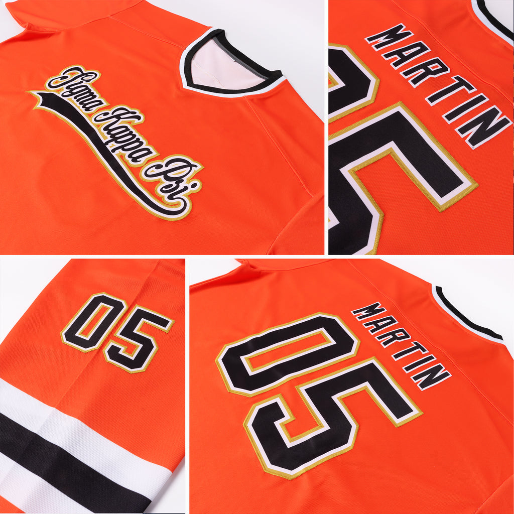 Custom Black Black-Orange Hockey Jersey Free Shipping – Fiitg