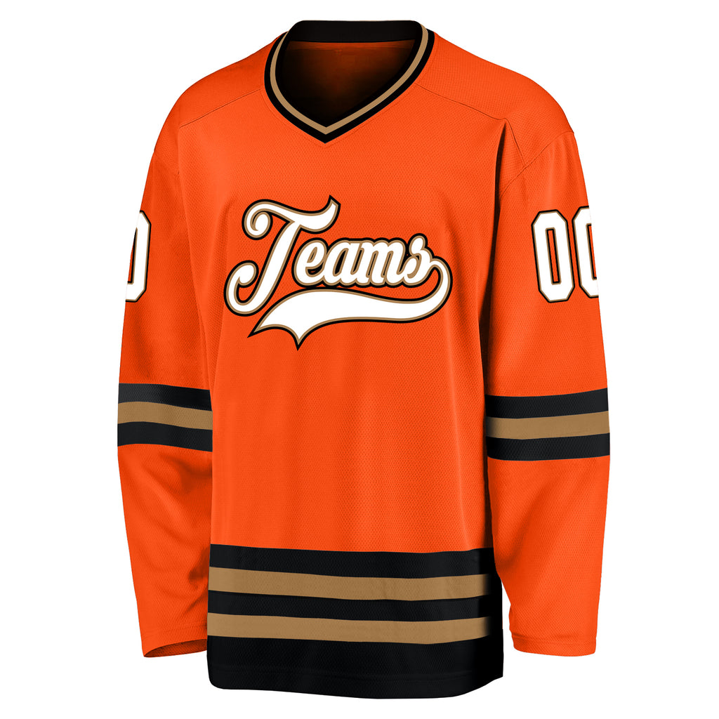 Custom Black Black-Orange Hockey Jersey Free Shipping – Fiitg