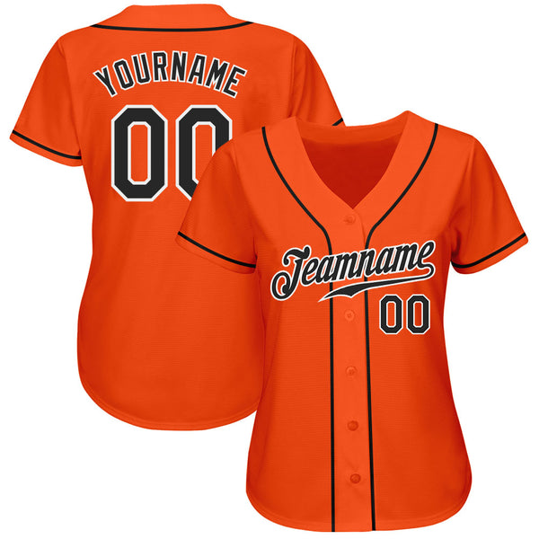 Custom Orange Black-White Authentic Baseball Jersey