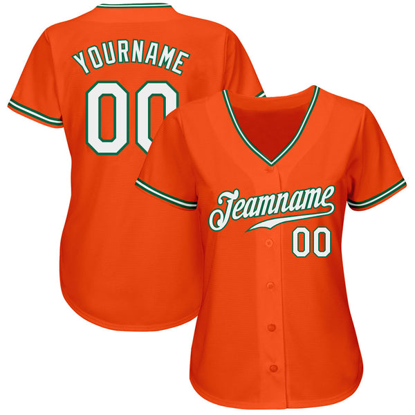 Custom Orange White-Kelly Green Authentic Baseball Jersey