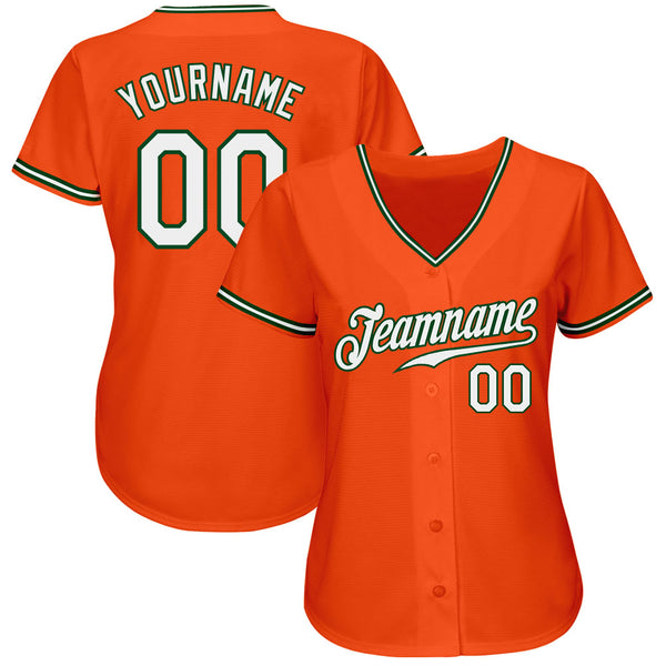 Custom Orange White-Green Authentic Baseball Jersey