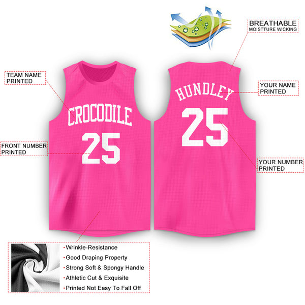 Custom Light Pink Navy-White Authentic Throwback Basketball Jersey