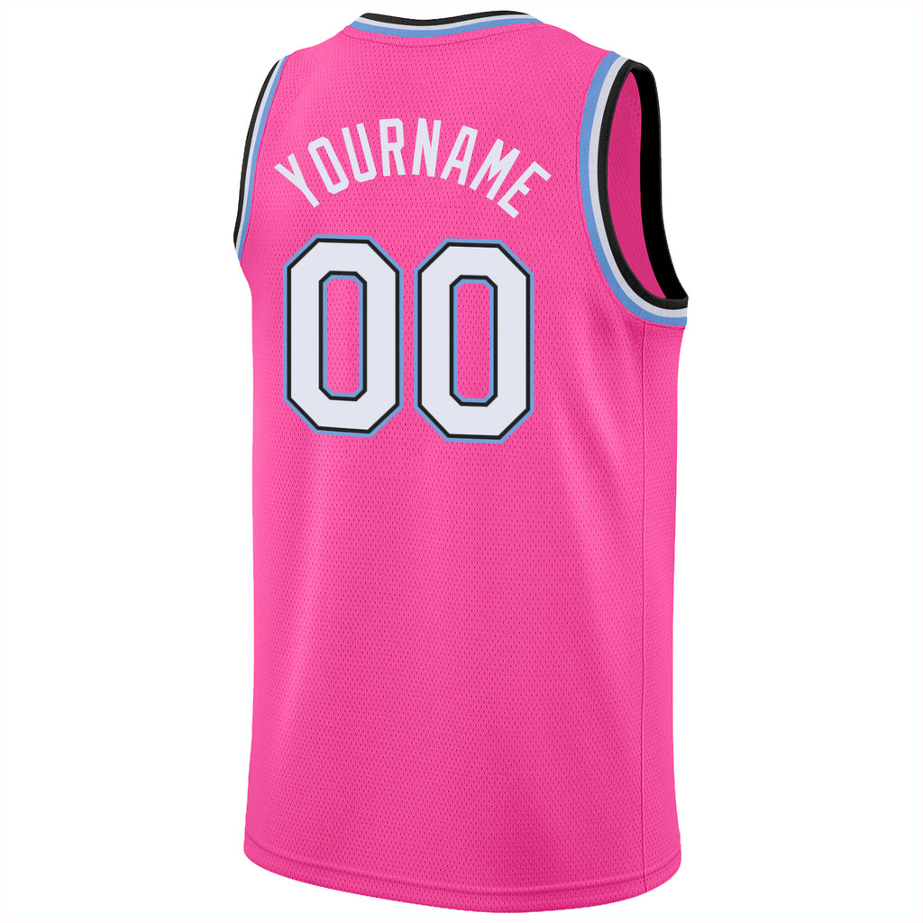 Custom White Light Blue-Pink Authentic Throwback Basketball Jersey Fast  Shipping – FiitgCustom