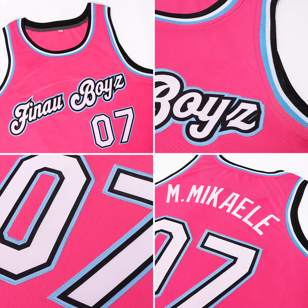 Custom Pink Light Blue-White 3D Pattern Design Palm Trees Authentic Basketball  Jersey Free Shipping – Fiitg