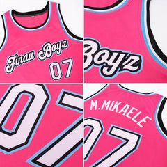 FIITG Custom Basketball Jersey Light Pink Light Blue-White Authentic Throwback Men's Size:3XL