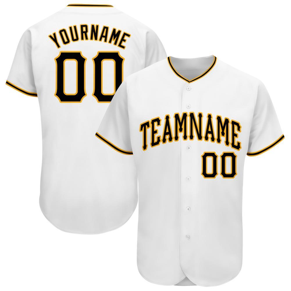 Custom Baseball Jersey White Black-Gold