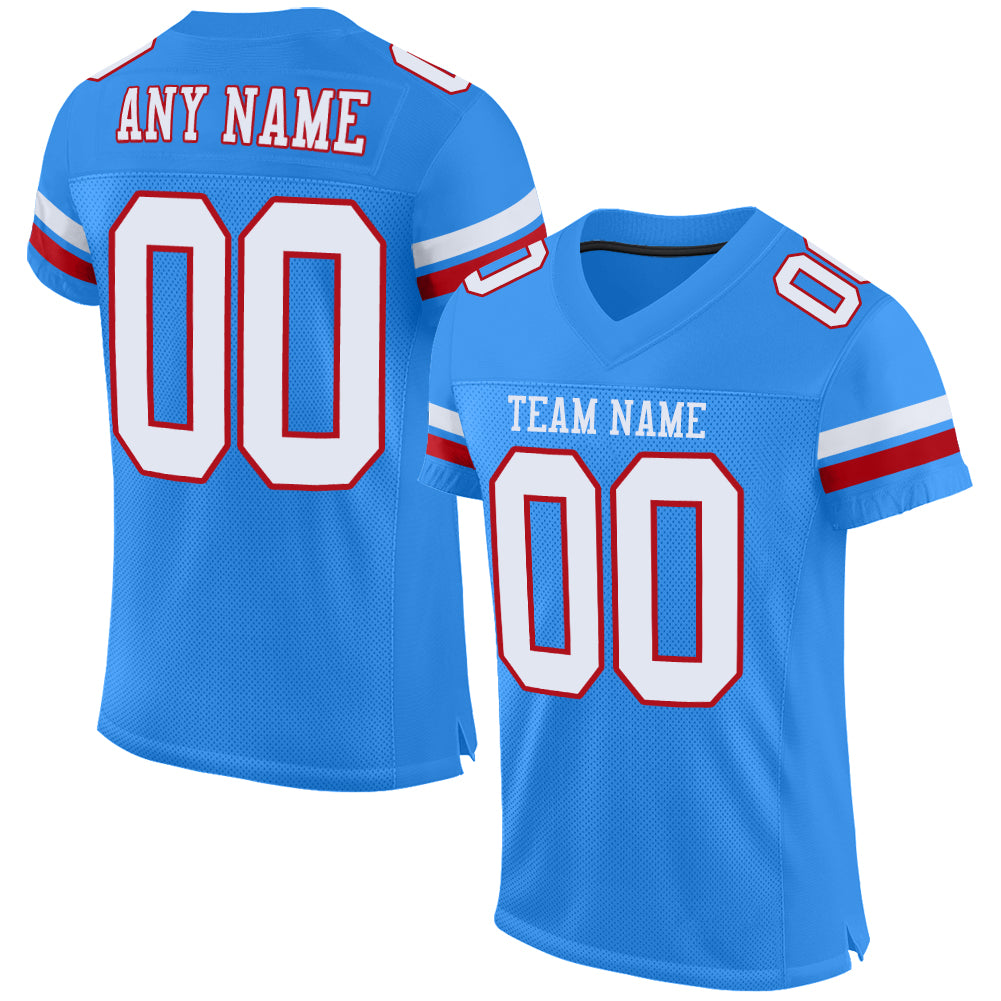 Custom Pink White-Light Blue Mesh Authentic Football Jersey