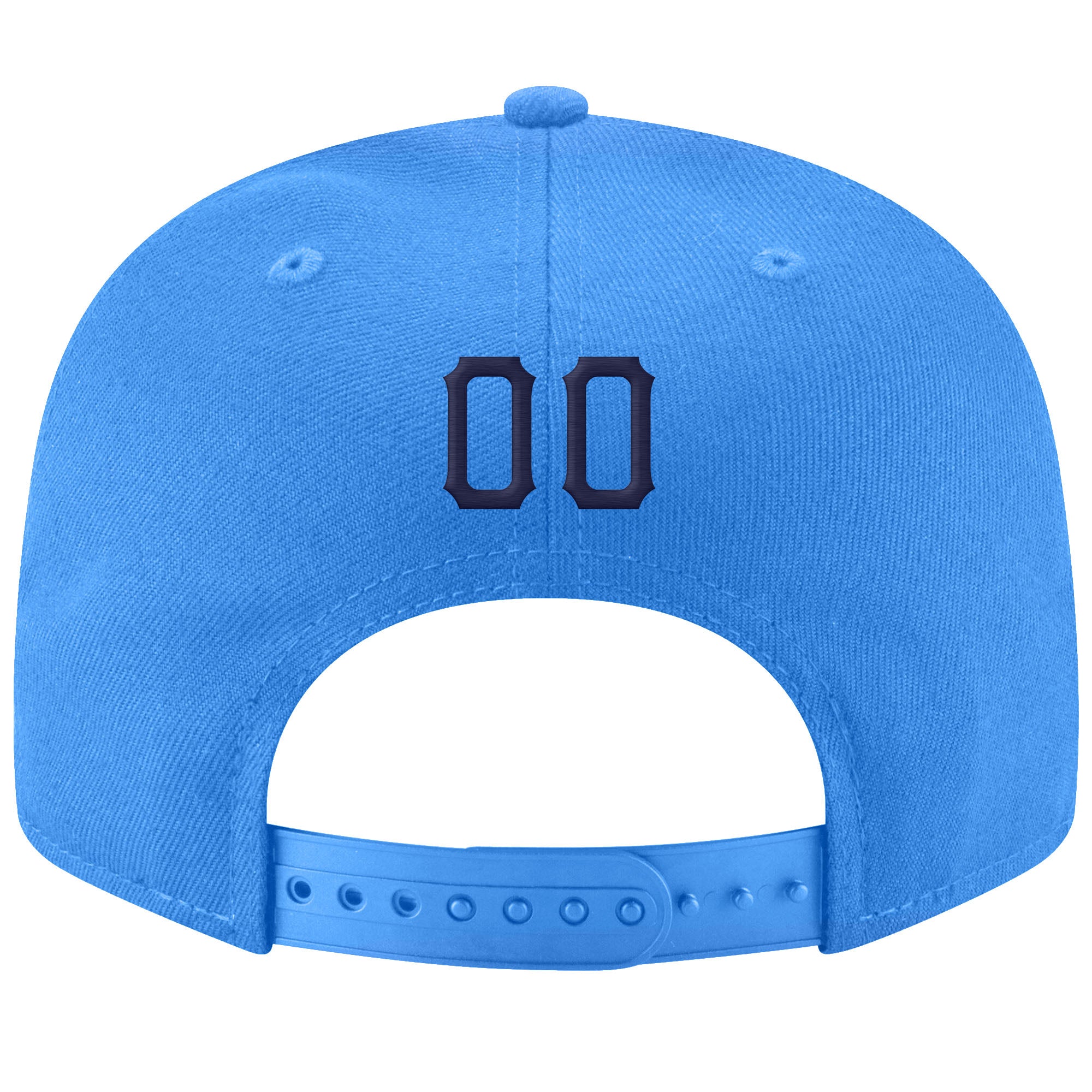 Custom Powder Blue Navy-White Stitched Adjustable Snapback Hat