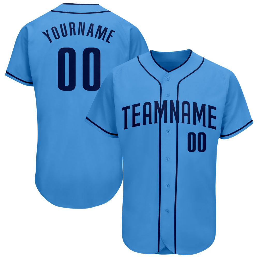 Custom Powder Blue Navy Authentic Baseball Jersey