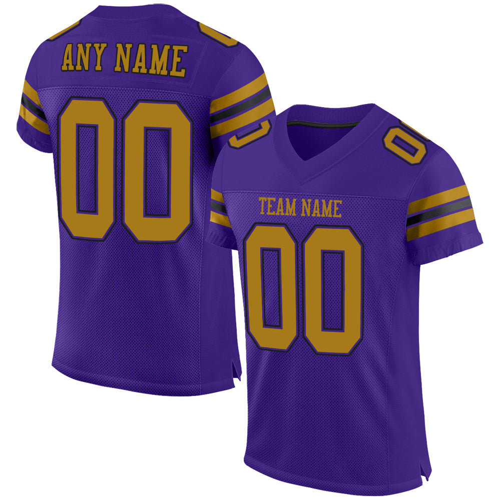 Custom Purple Old Gold-Black Mesh Authentic Football Jersey – Fiitg