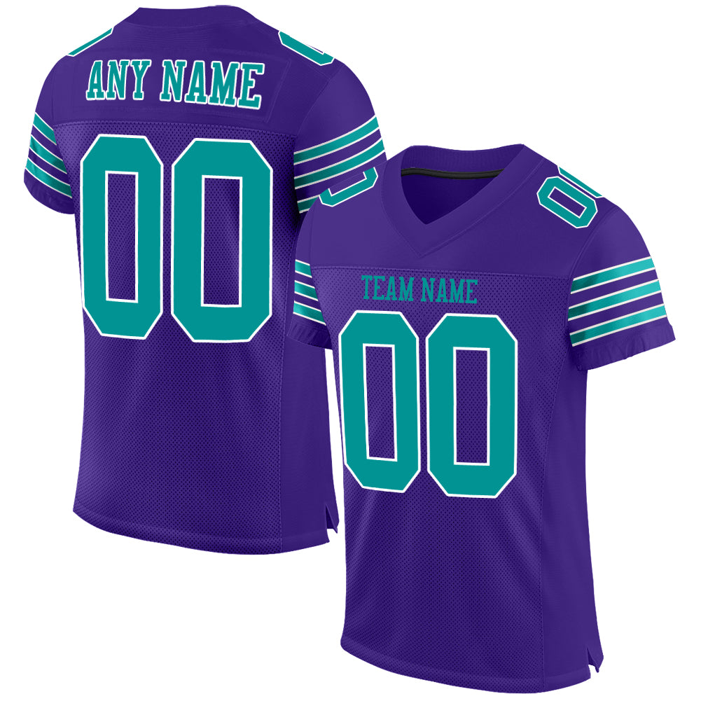 FIITG Custom Football Jersey Purple Aqua-White Mesh Authentic Men's Size:XL