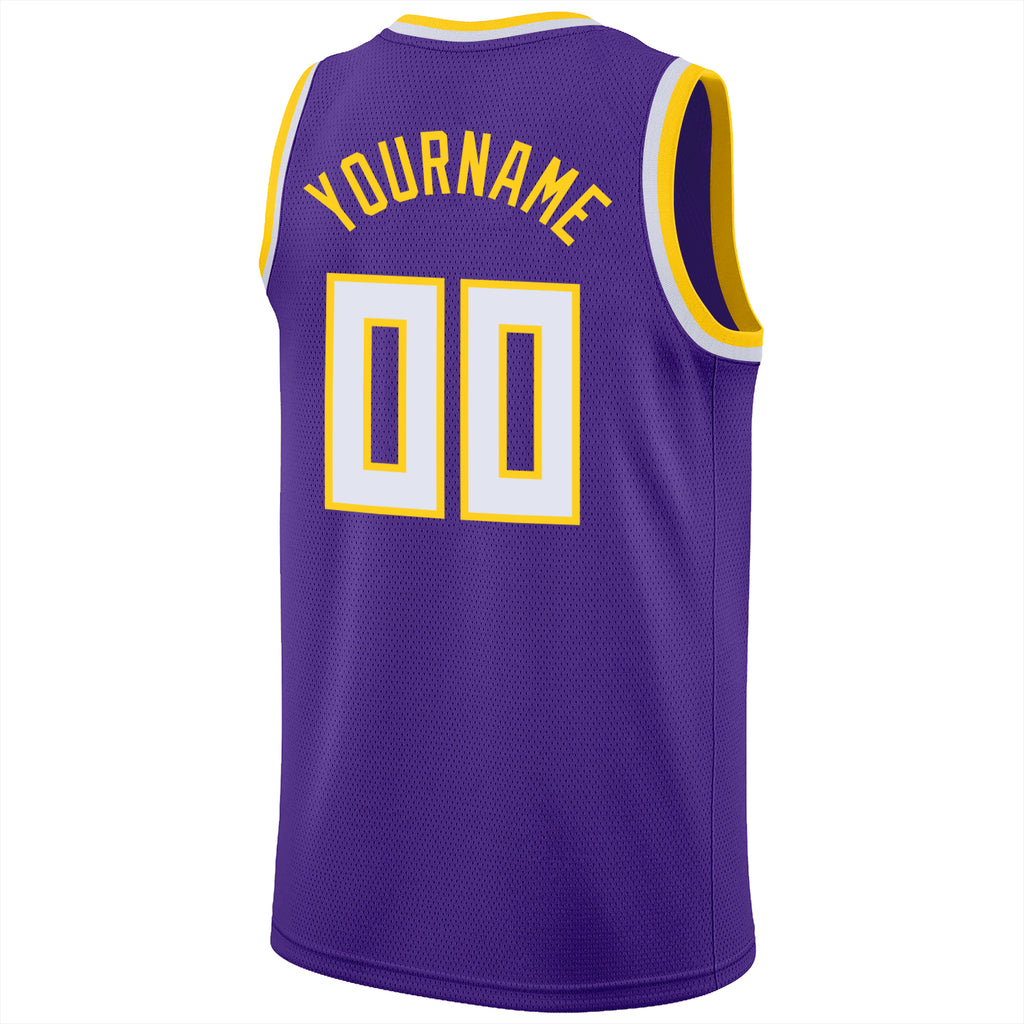 FIITG Custom Basketball Jersey Purple White-Gold Authentic Fade Fashion