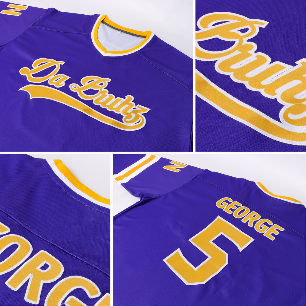 Custom Purpled Gold-White Hockey Jersey Men's Size:XL