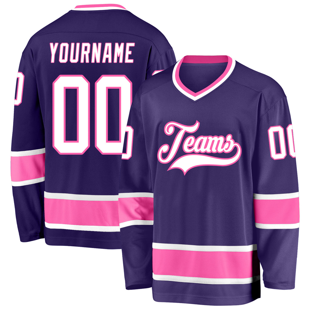 Custom Black Purple-Pink Hockey Lace Neck Jersey Discount