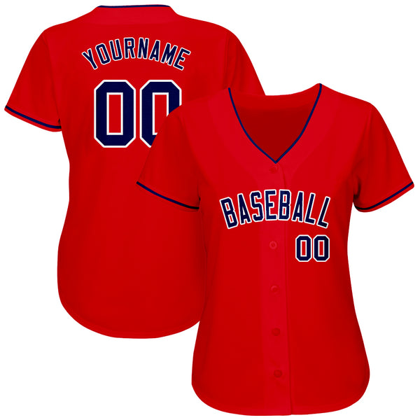 Custom Red Navy-White Authentic Baseball Jersey