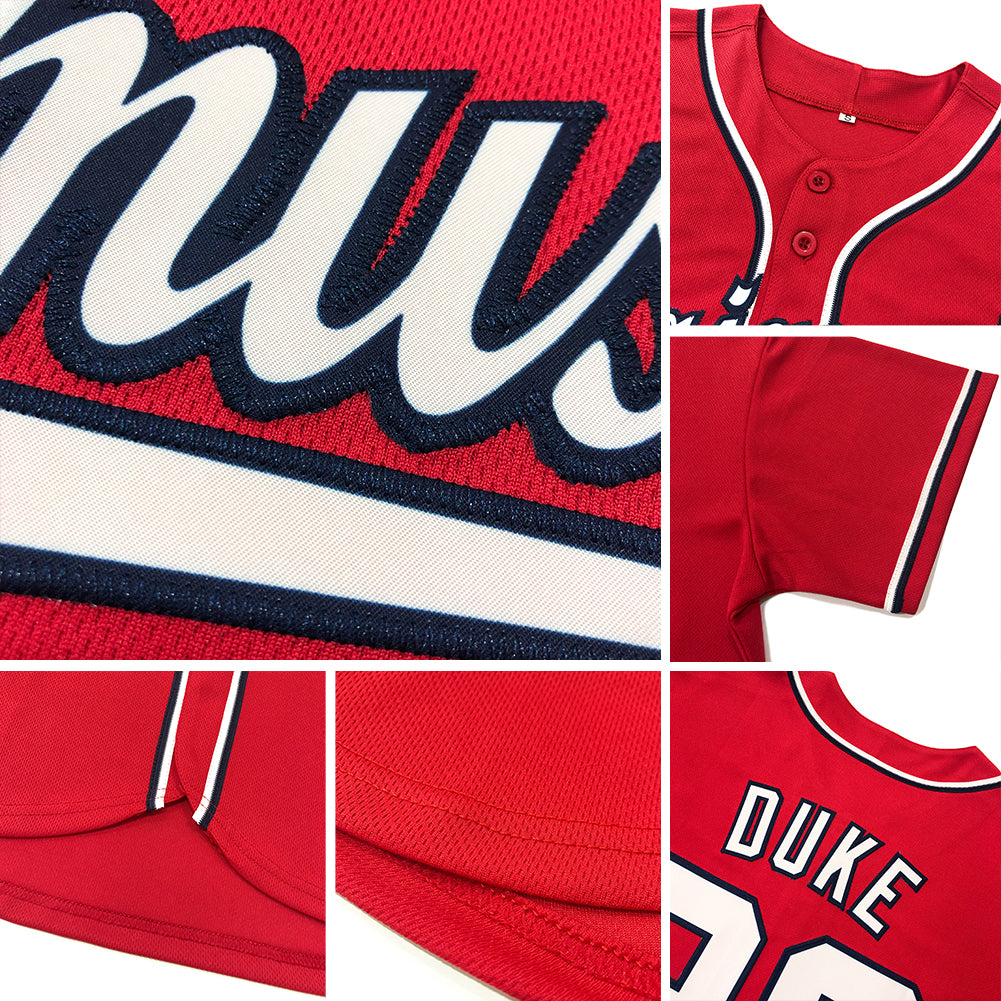 Custom Navy Red-White Authentic Baseball Jersey Discount