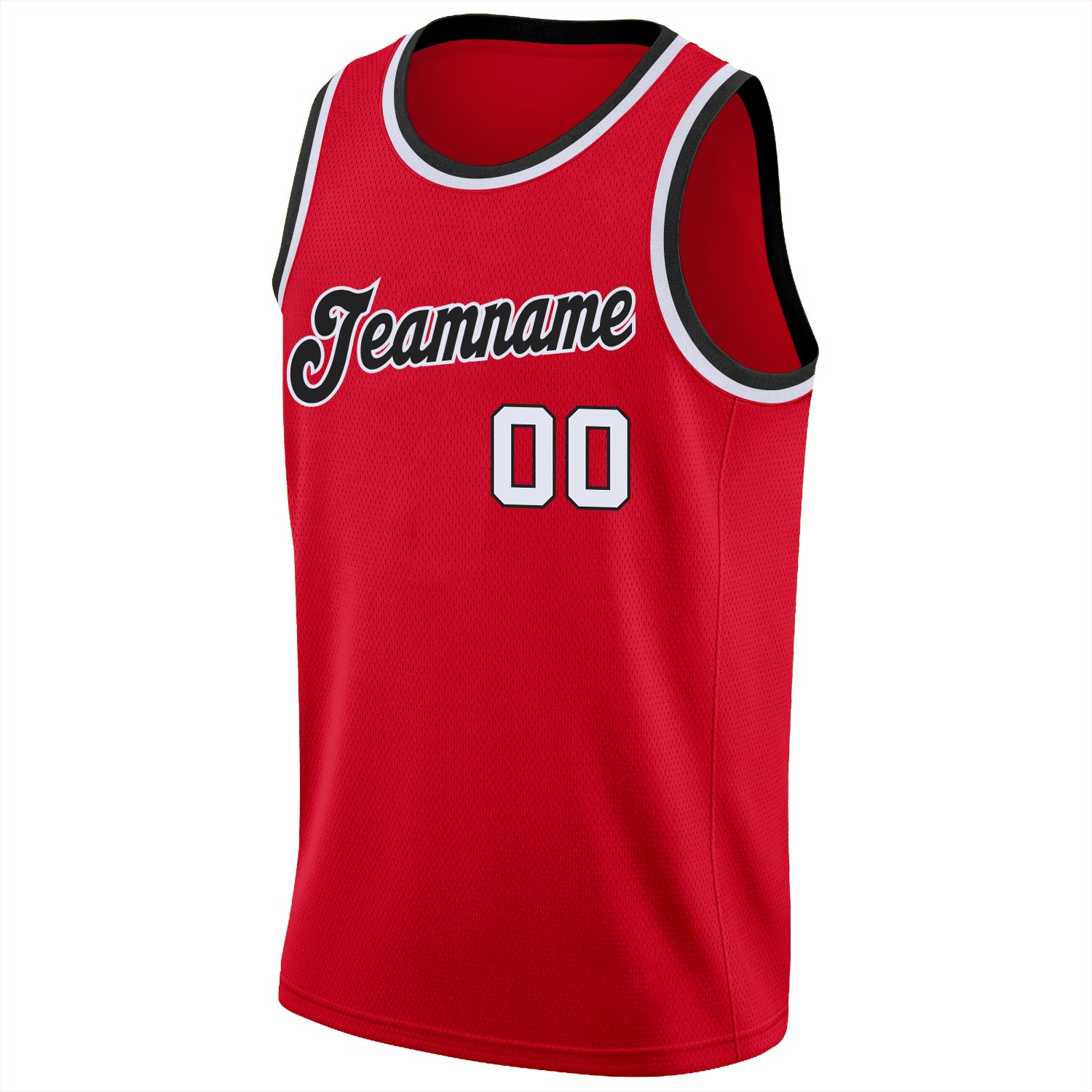 Custom Red White-Black Round Neck Rib-Knit Basketball Jersey