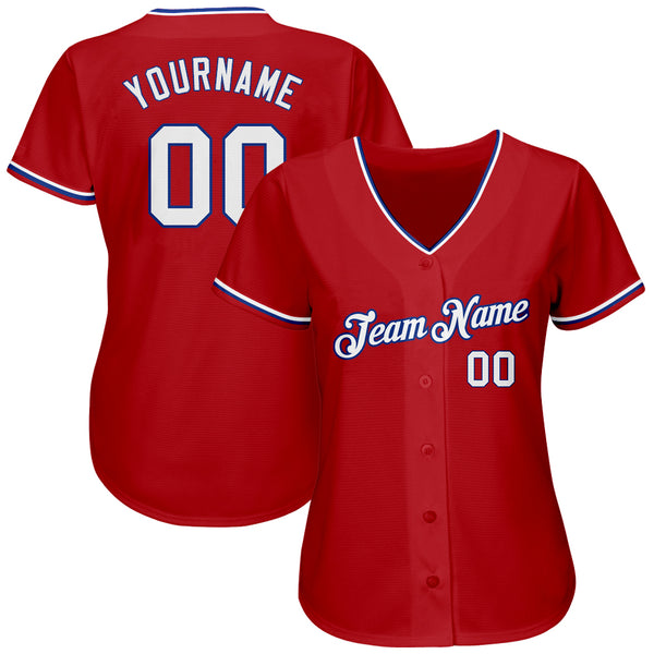 Custom Red White-Royal Authentic Baseball Jersey