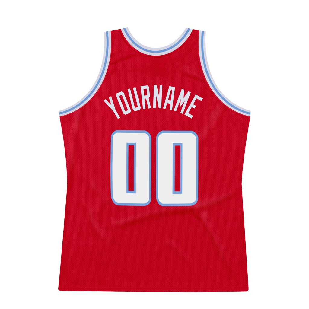 Custom Light Blue Red Pinstripe Red-Gold Authentic Basketball