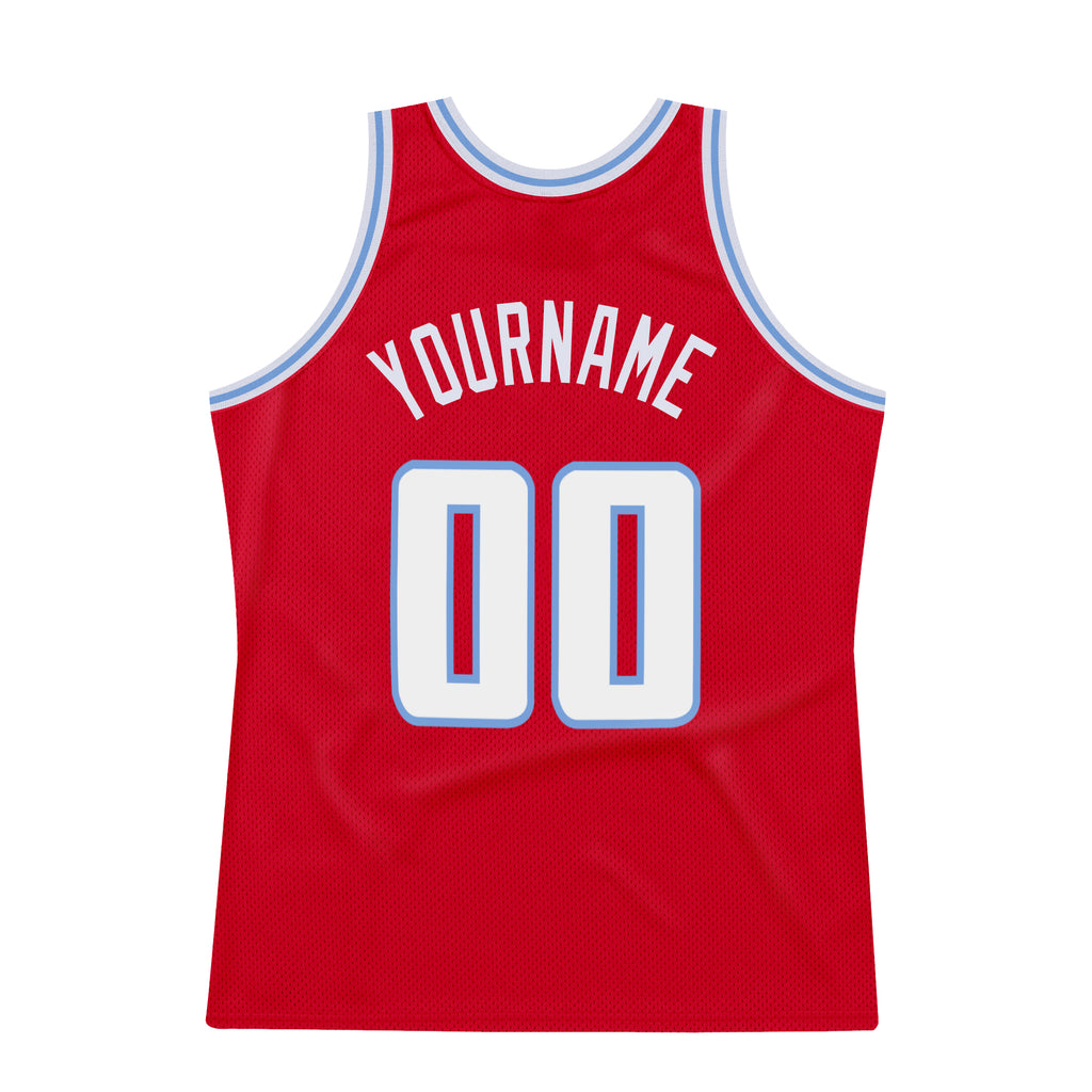 Custom Team Navy Basketball Light Blue Rib-Knit Jersey Red