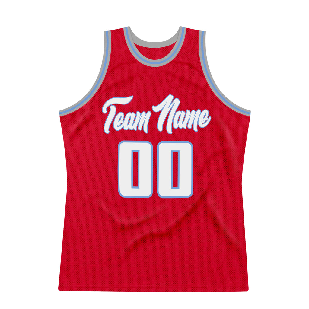 FIITG Custom Basketball Jersey Red White-Light Blue Authentic Throwback