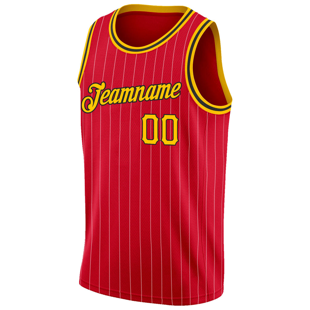 Custom Red Black-Gold Authentic Fade Fashion Basketball Jersey Free  Shipping – Fiitg