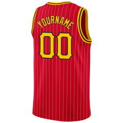 FIITG Custom Basketball Jersey Black Red Pinstripe Red-Cream Authentic Youth Size:L