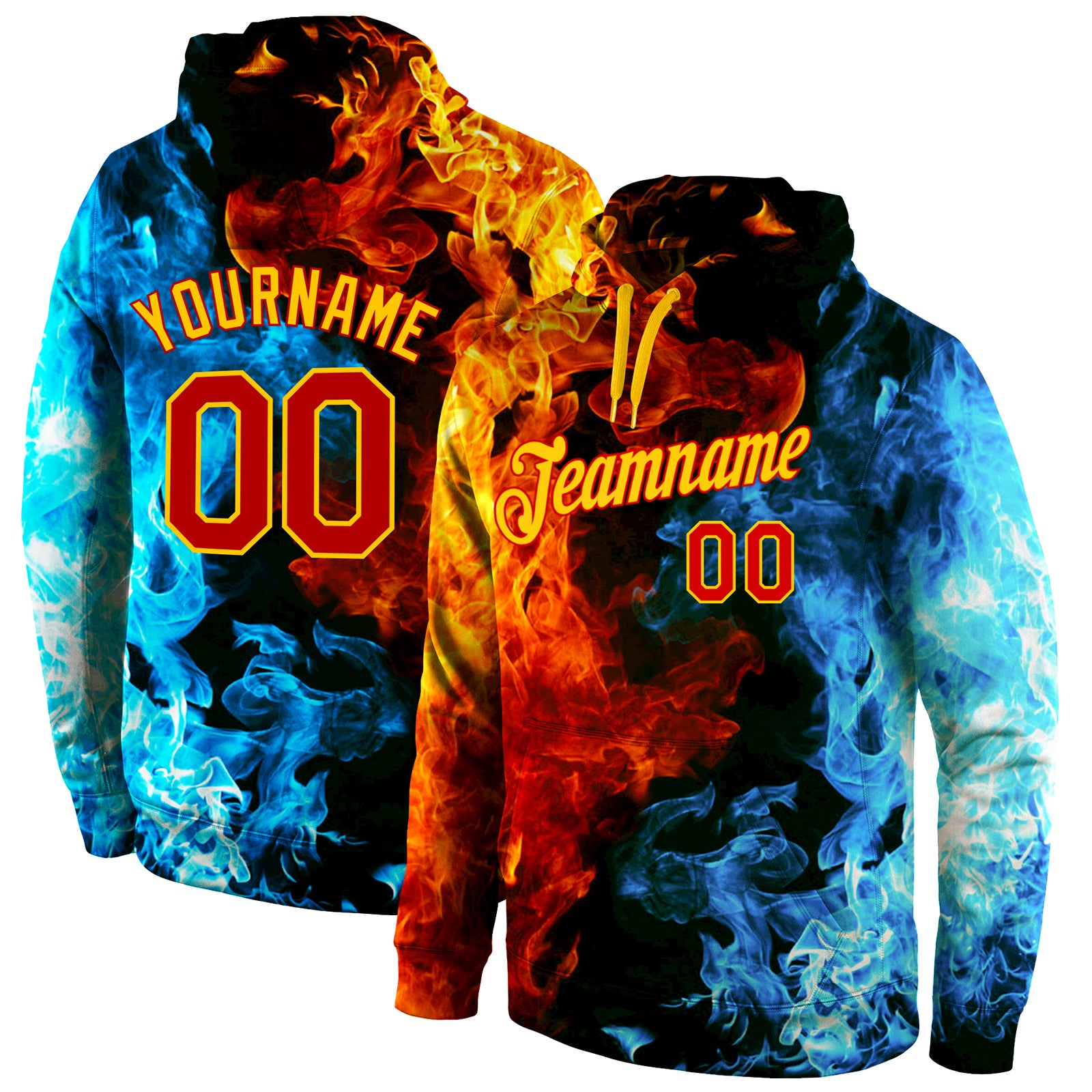 NFL Dallas Cowboys Logo Flame Pattern 3D Hoodie Pullover Print Custom Name  - Freedomdesign