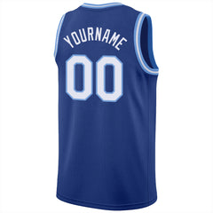 Custom Pink White-Light Blue Round Neck Rib-Knit Basketball Jersey M