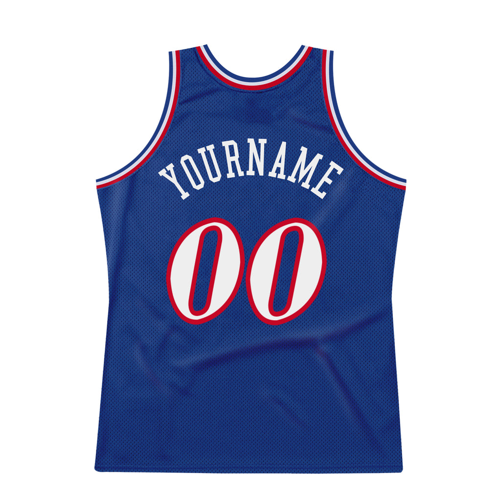 FIITG Custom Basketball Jersey Royal Red-White Round Neck Rib-Knit