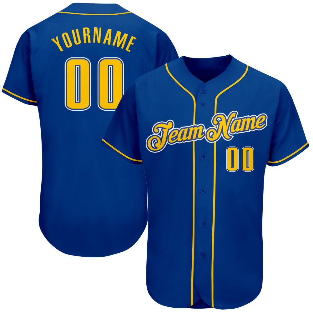 Custom Royal Gold-White Authentic Baseball Jersey