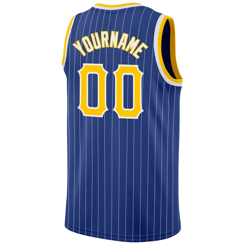 Custom White Brown Pinstripe Brown-Gold Authentic Throwback Basketball  Jersey Discount