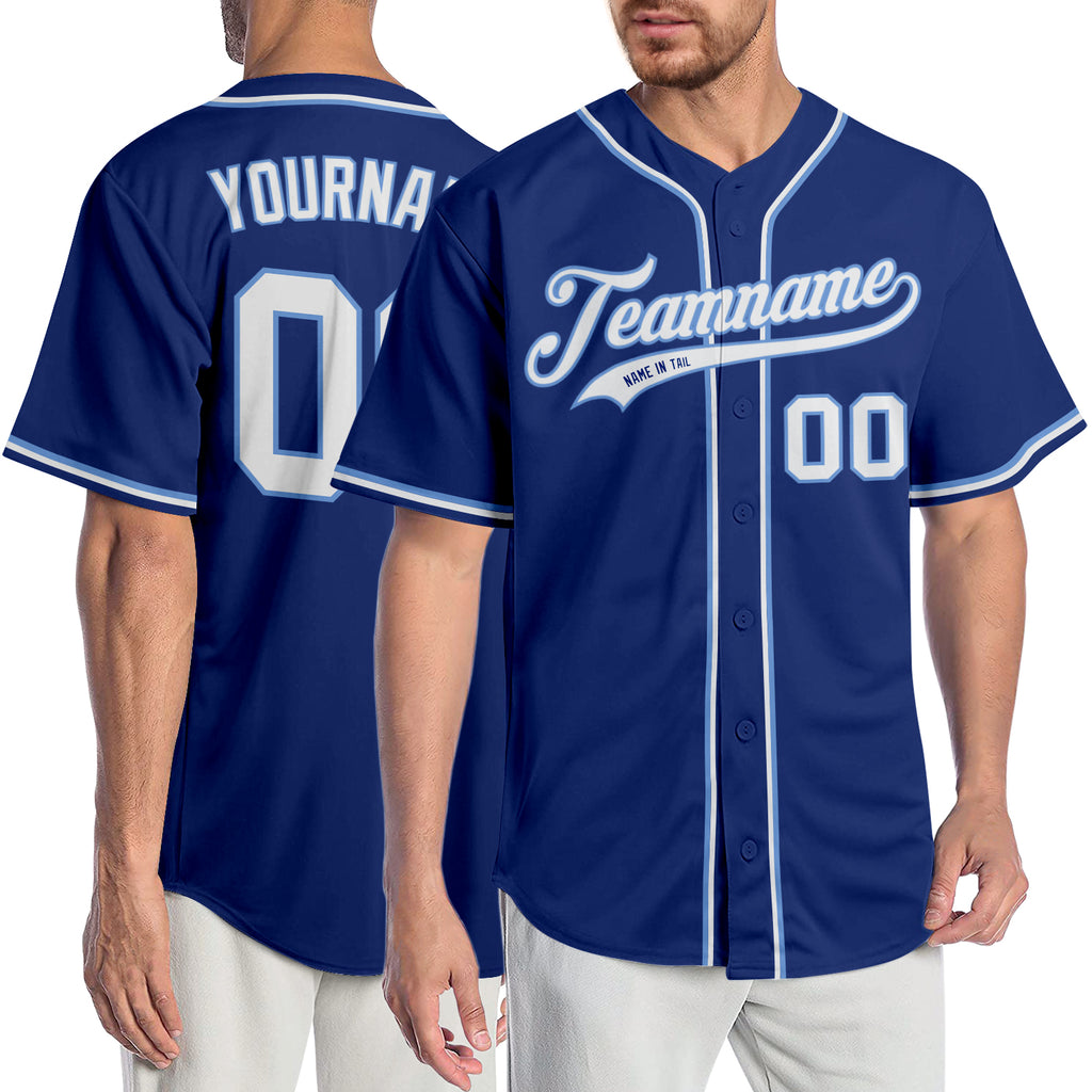 Custom Royal White-Light Blue Authentic Baseball Jersey