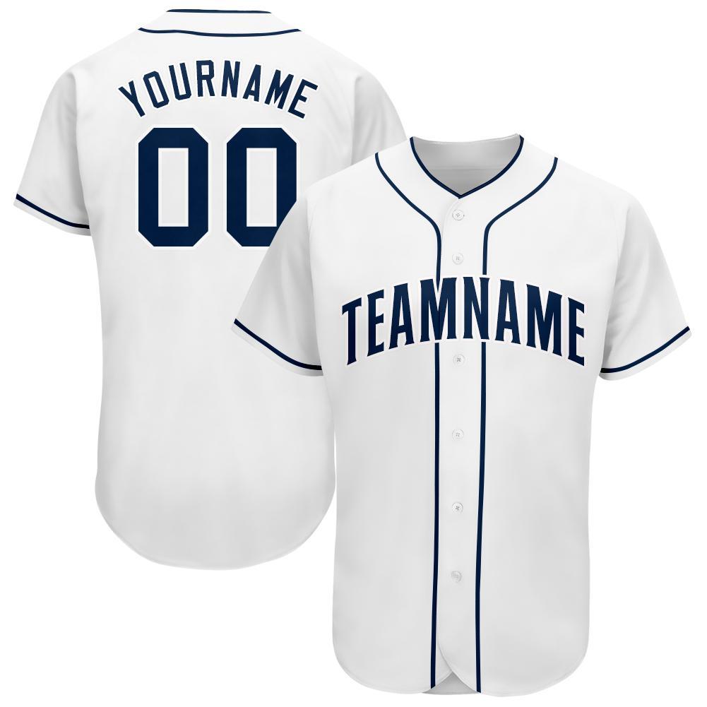 Custom White Navy Baseball Jersey – Fiitg