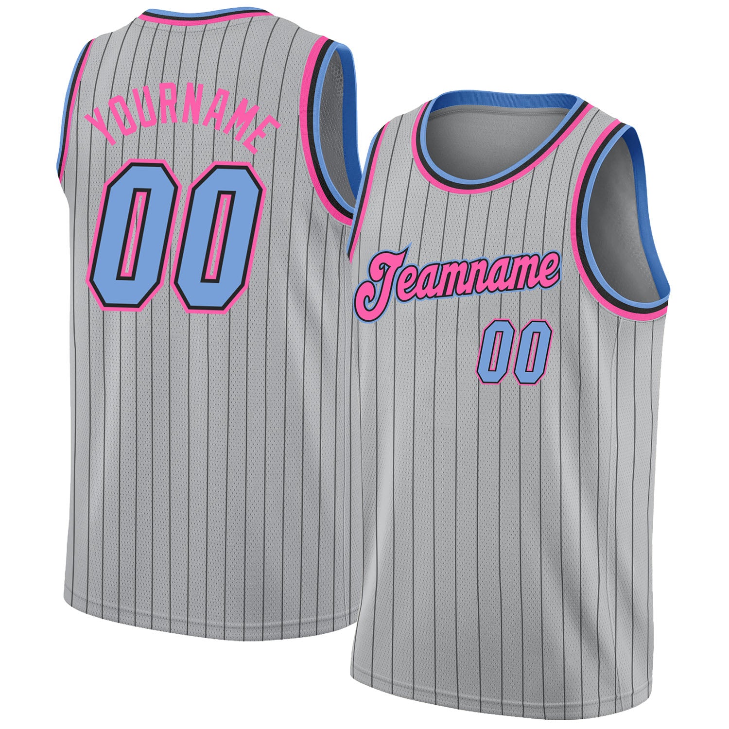 Custom Black White Pinstripe Pink-Light Blue Authentic Basketball Jersey  Fast Shipping – FiitgCustom