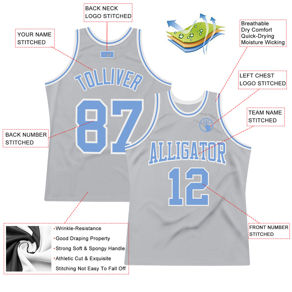 FIITG Custom Basketball Jersey White Light Blue-Pink Authentic Throwback