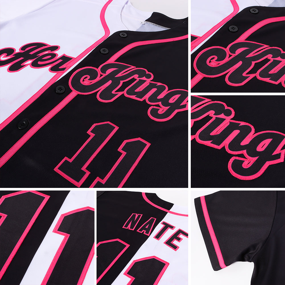 Custom Baseball Jersey White-Black Pink Authentic Split Fashion