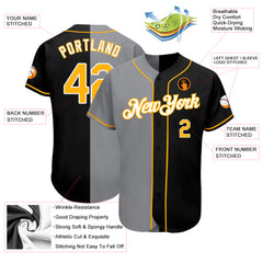 Custom Gold Black Gray-White Authentic Split Fashion Baseball Jersey Fast  Shipping – FiitgCustom