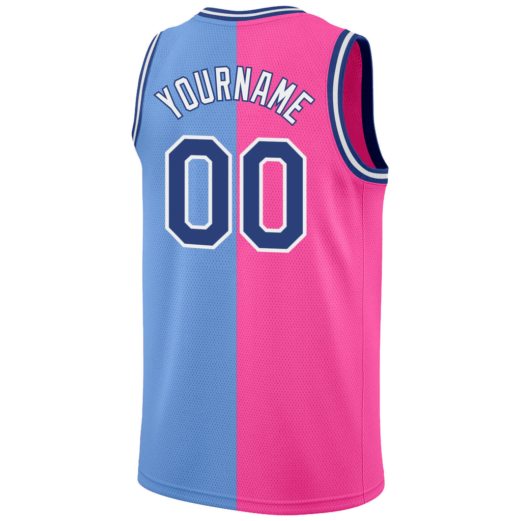 FIITG Custom Basketball Jersey Light Blue White-Red Authentic Fade Fashion