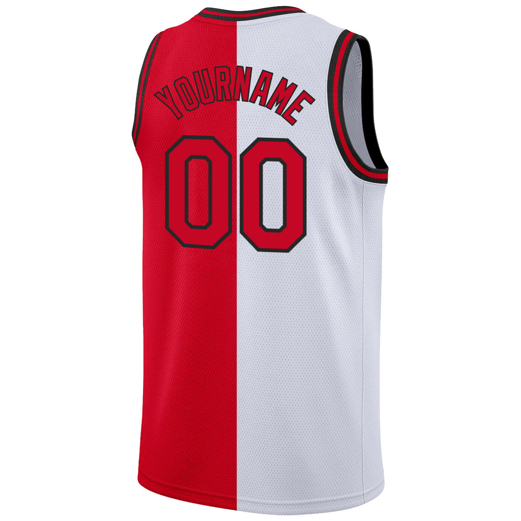 FIITG Custom Basketball Jersey White Red-Black Authentic Split Fashion