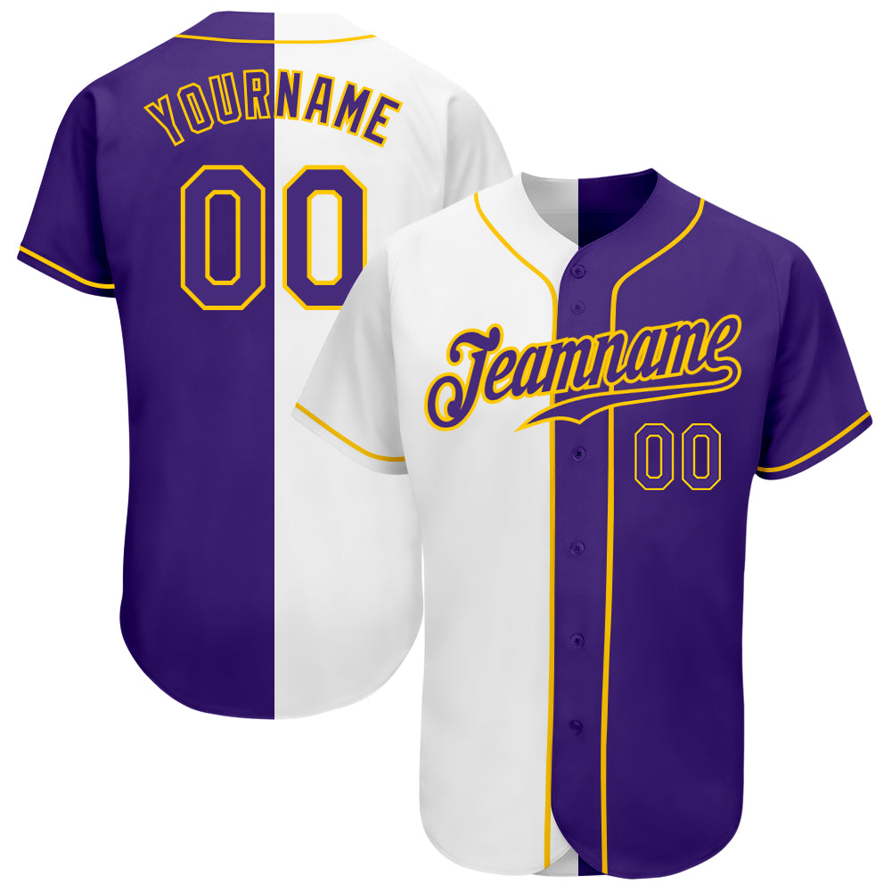 Custom Name Gold White Purple Fade Fashion Baseball Jerseys Shirt