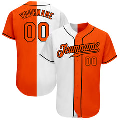 Custom Light Blue Orange-White Authentic Split Fashion Baseball Jersey