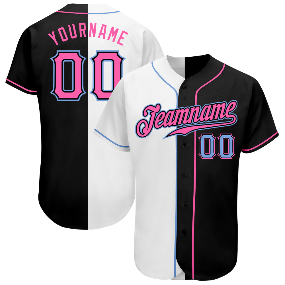 Custom Black Pink White Split Fashion Baseball Jerseys JN12541 in 2023