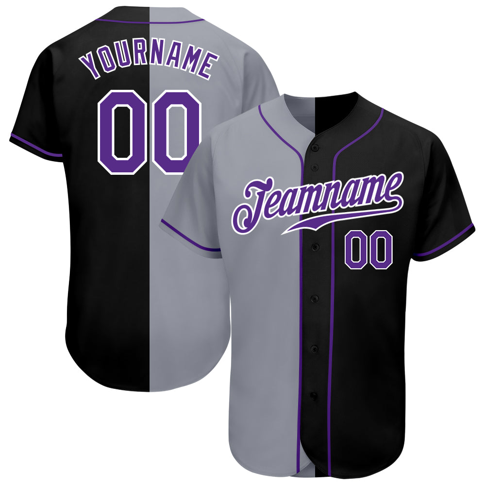 Custom Cream Gray Pinstripe Purple Authentic Baseball Jersey – Fiitg