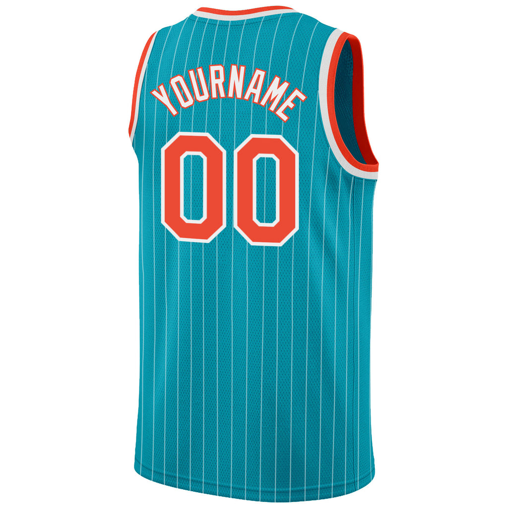 Custom Team Gray Basketball Teal Rib-Knit Jersey Orange