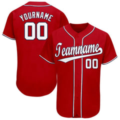 Custom Navy White-Red Authentic Sleeveless Baseball Jersey