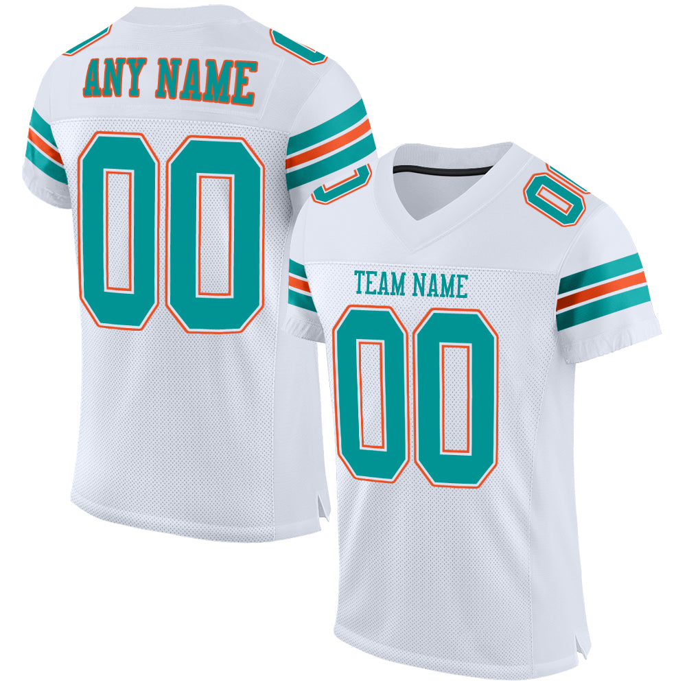 Custom Aqua Orange-White Mesh Authentic Football Jersey – Fiitg